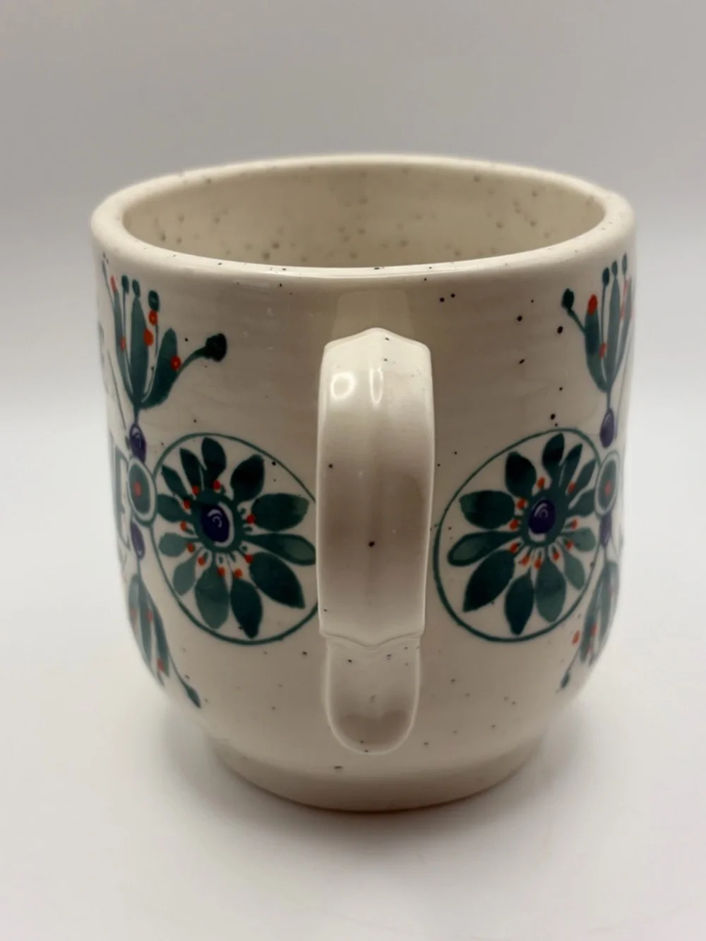Anthropologie Elevenses Rise & Shine Mug Speckled Boho Floral Stoneware EUC